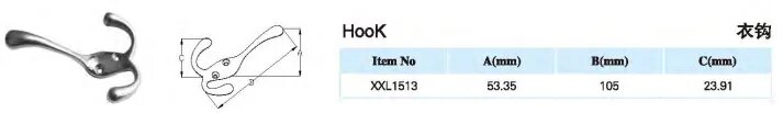 Stainless Steel Triple Coat Hook - Hengke Casting product image 2
